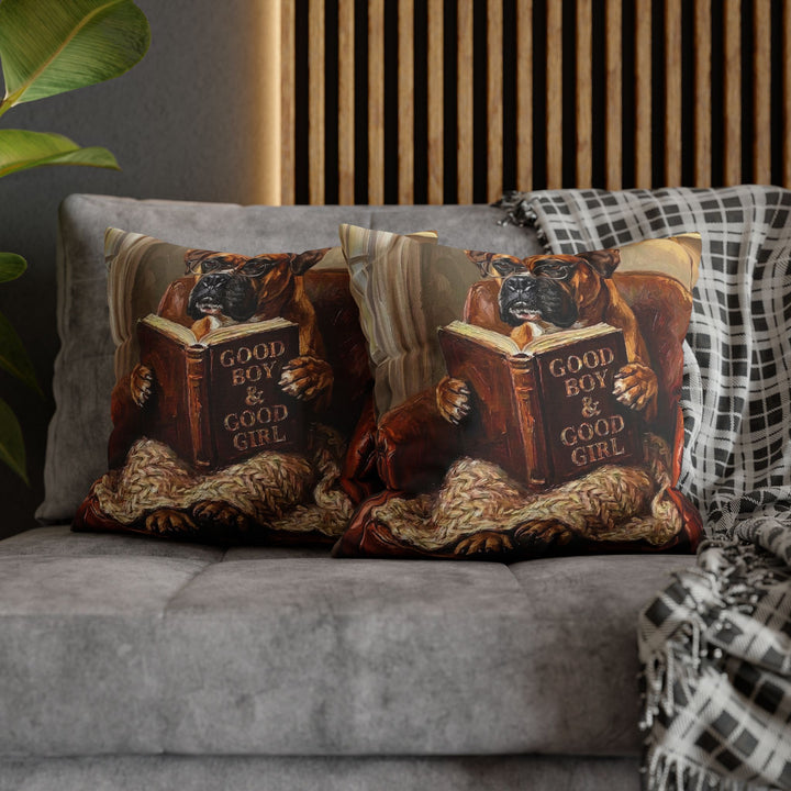 "Evening Read" - Boxer Throw Pillow - Dog Lover Home Decor