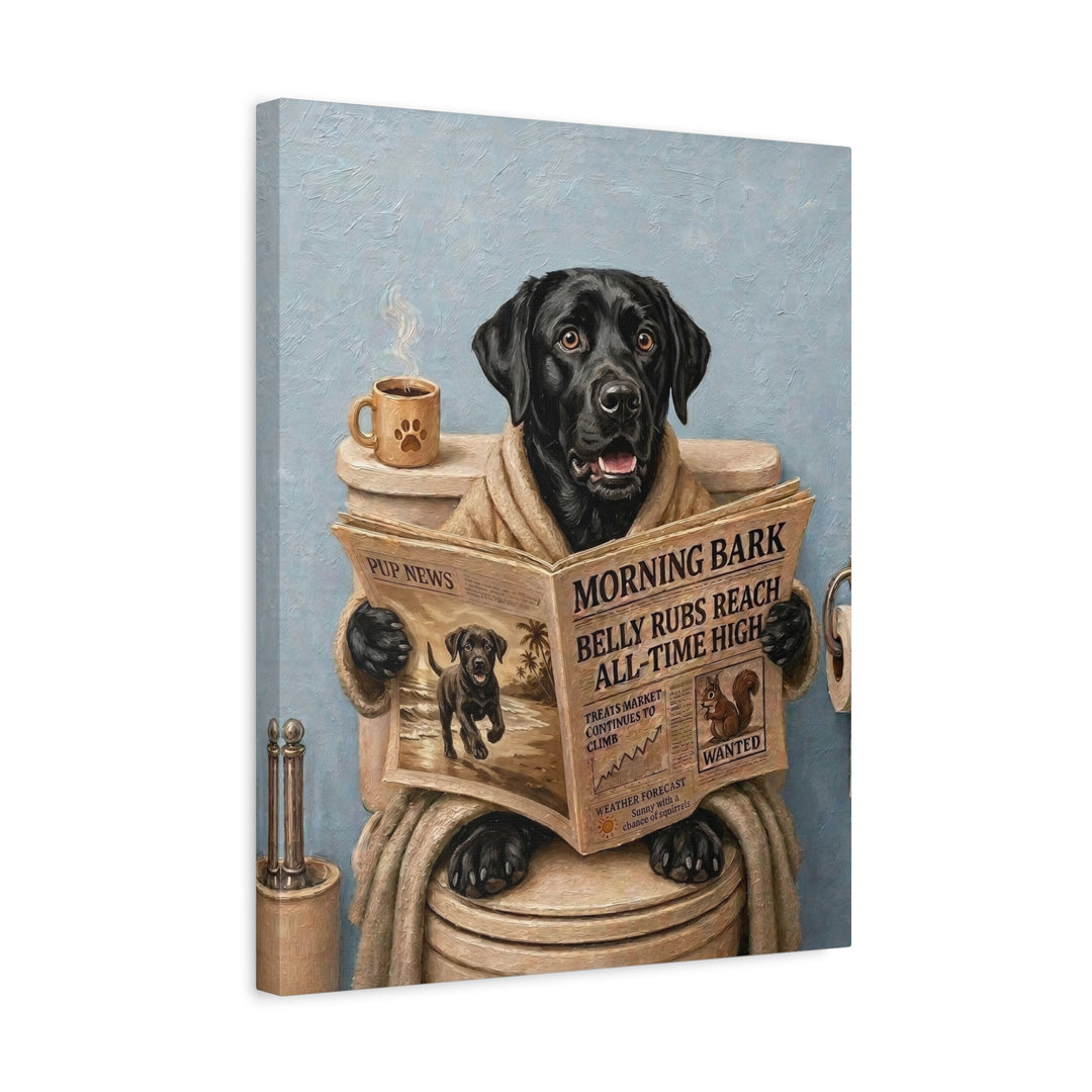 "Morning Business" - Labrador Vertical Canvas - Dog Lover Wall Art