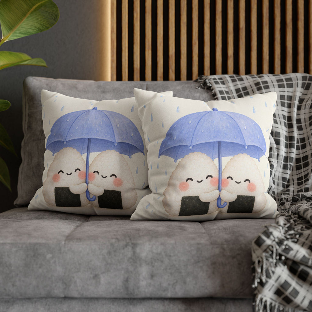 Onigiri Friends – Kawaii Room Decor with Two Rice Balls Sharing Cover – Pillow / Cover