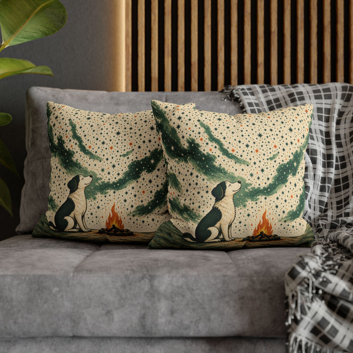 Five Million Stars – Dog Wall Art with a Campfire Under a Huge Sky – Pillow / Cover