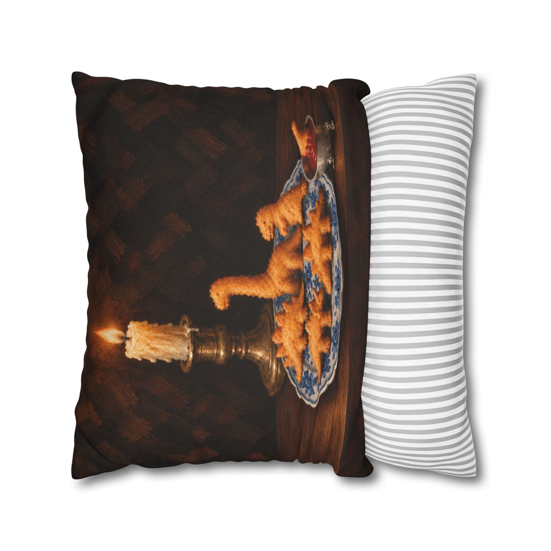 Still Life With Nuggets – Still Life Art with a Delft Bowl and Candlelight – Pillow / Cover