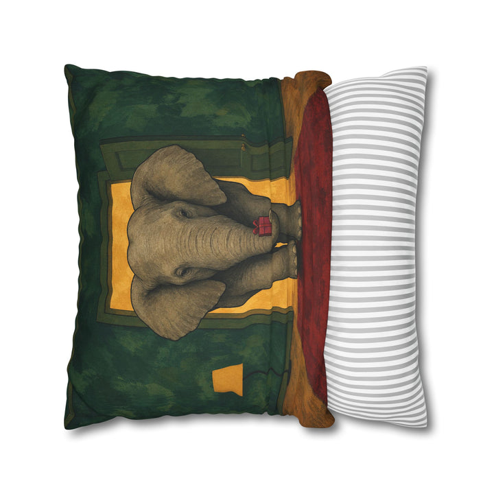 White Elephant, Literal – Christmas Wall Art with a Trunk and a Tiny Parcel – Pillow / Cover