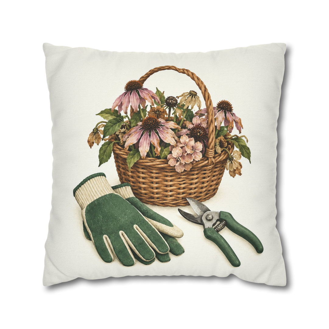 Deadheading Day – Garden Wall Art with Gloves Snips and Spent Blooms – Pillow / Cover