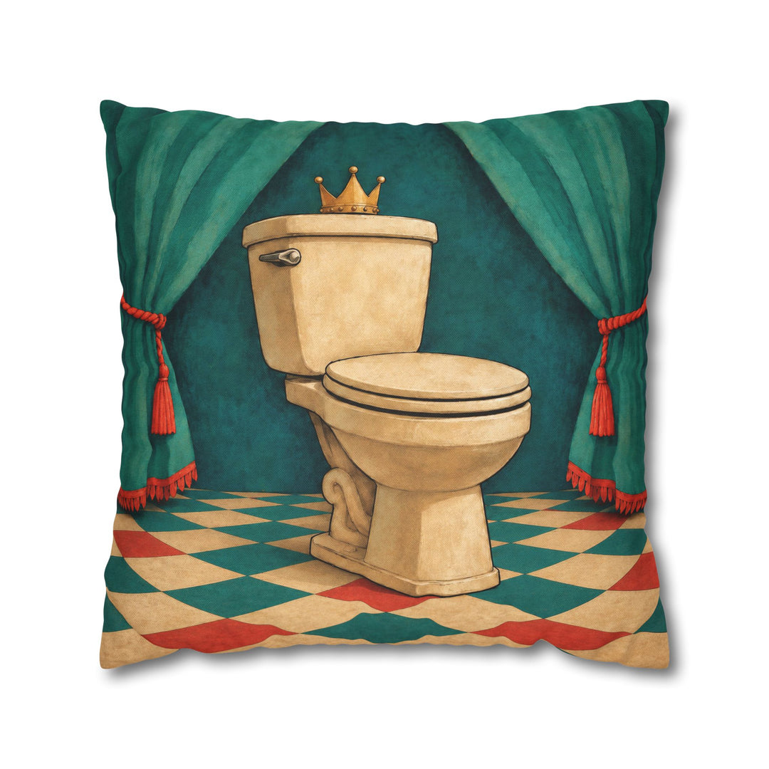 Royal Flush – Funny Toilet Art with a Crowned Porcelain Throne – Pillow / Cover