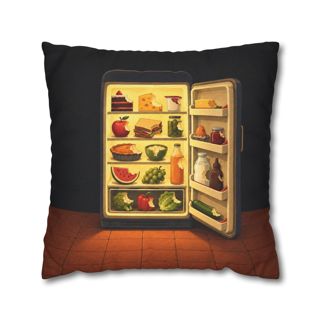 Midnight Kitchen – Kitchen Wall Art with a Fridge Glow at 2 AM – Pillow / Cover