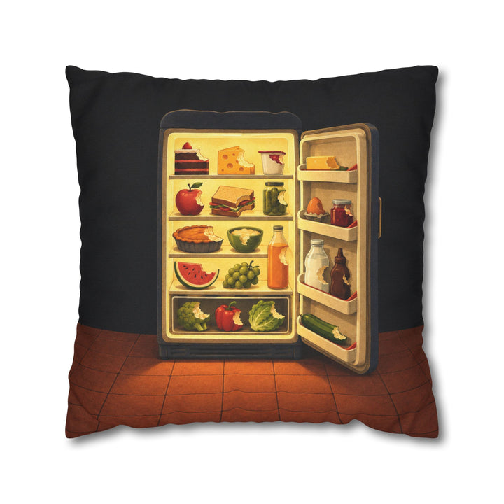 Midnight Kitchen – Kitchen Wall Art with a Fridge Glow at 2 AM – Pillow / Cover