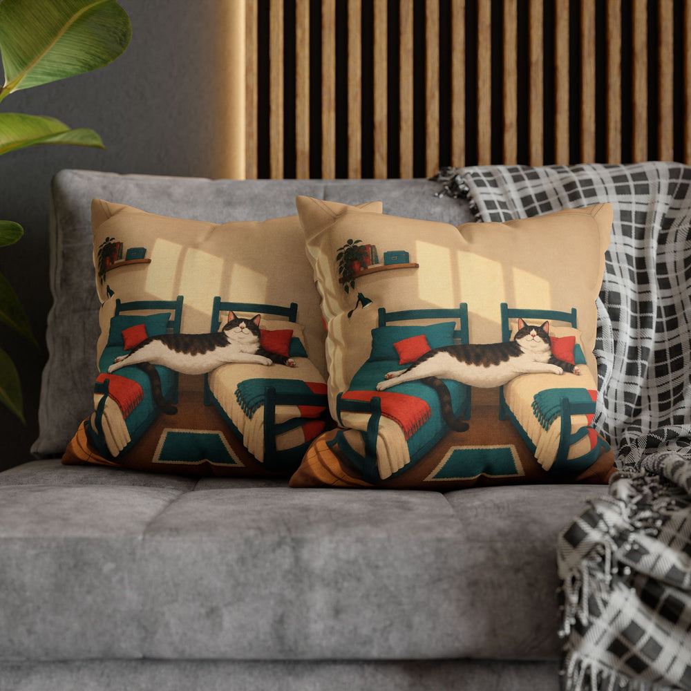 Roommate Agreement – Dorm Room Decor with a Cat Across Both Beds – Pillow / Cover