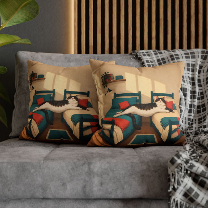 Roommate Agreement – Dorm Room Decor with a Cat Across Both Beds – Pillow / Cover