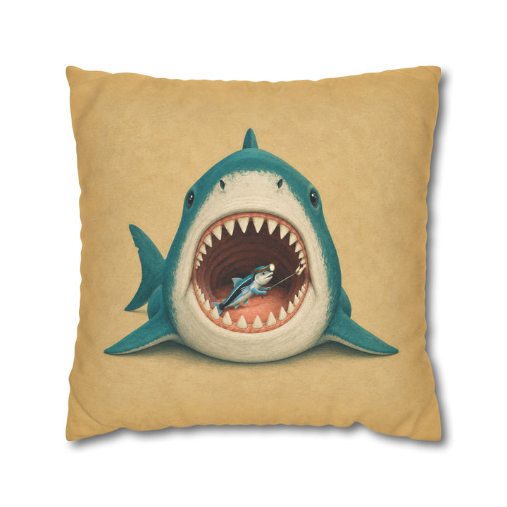 Shark Dentist – Funny Bathroom Art with a Cleaner Fish Checkup – Pillow / Cover