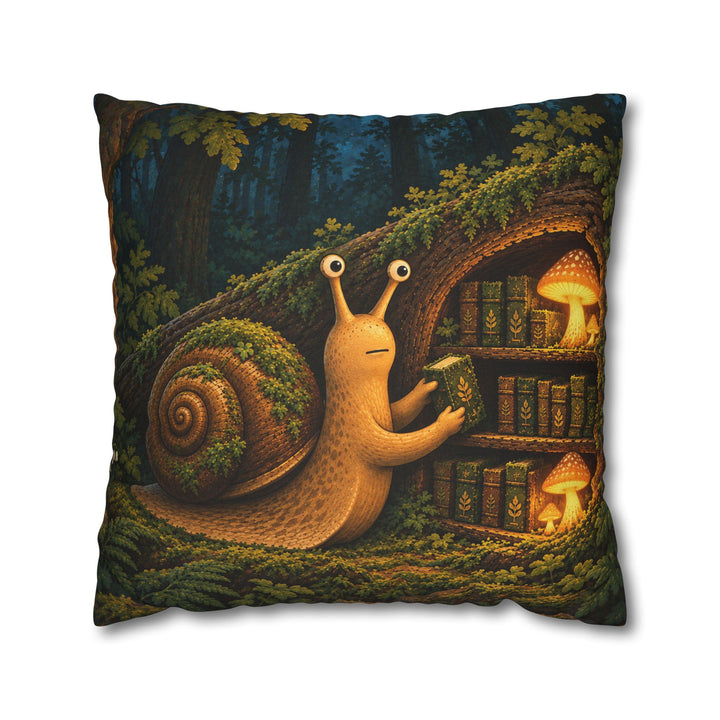 The Moss Librarian – Moss Decor with a Snail Shelving Tiny Volumes – Pillow / Cover