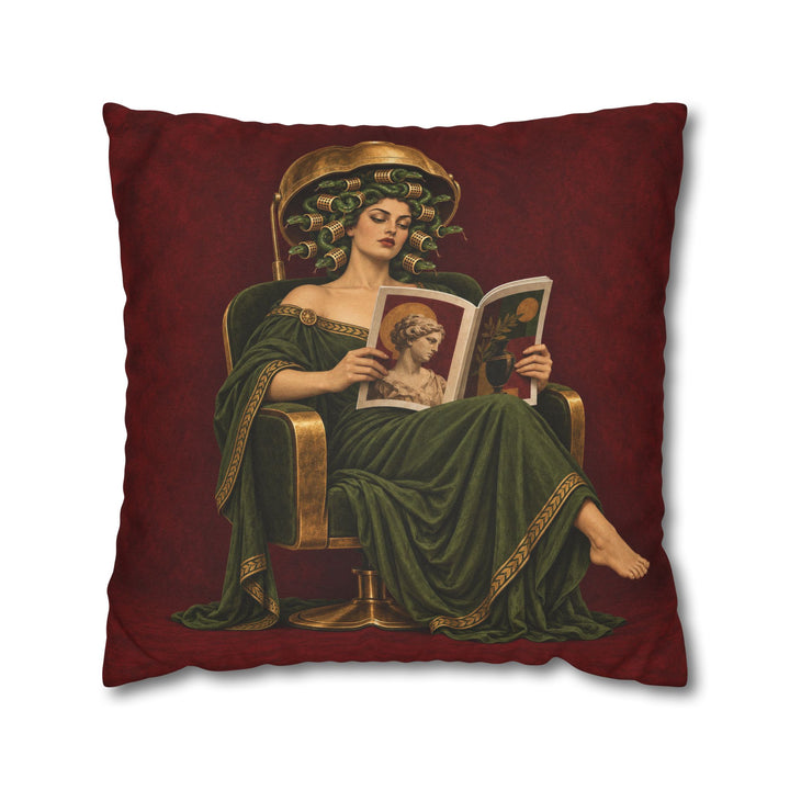 Medusa's Salon Day – Medusa Wall Art with a Dryer Hood and Curlers – Pillow / Cover