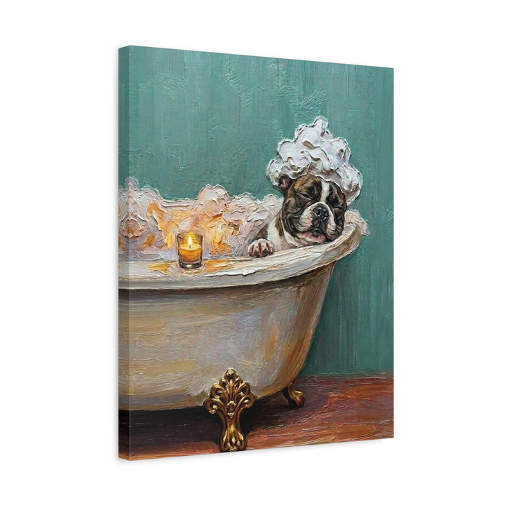 "Spa Day" - French Bulldog Vertical Canvas - Dog Lover Wall Art