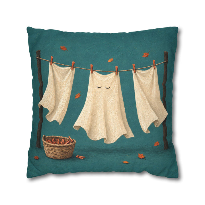 Ghost Laundry Day – Ghost Art with White Sheets and Two Eye Holes – Pillow / Cover