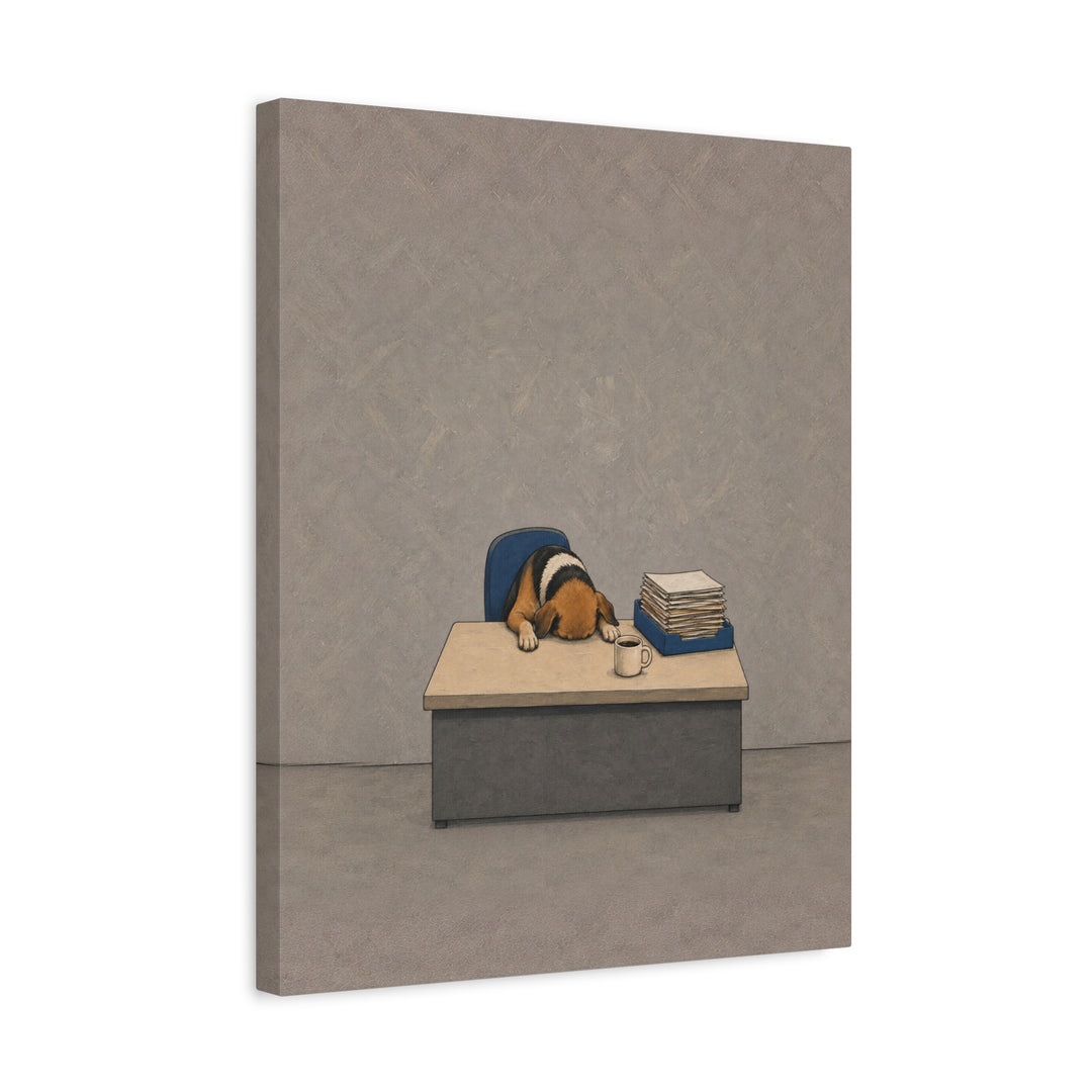 Monday Energy – Funny Office Decor with a Desk Slump and Full Inbox – Canvas / Framed Canvas