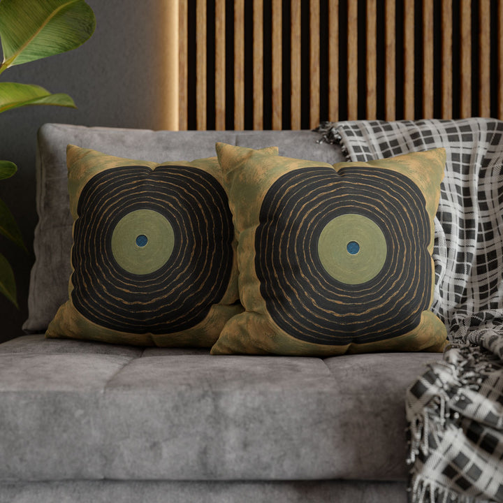 The B-Side – Vinyl Record Decor with Grooves Like Tree Rings – Pillow / Cover