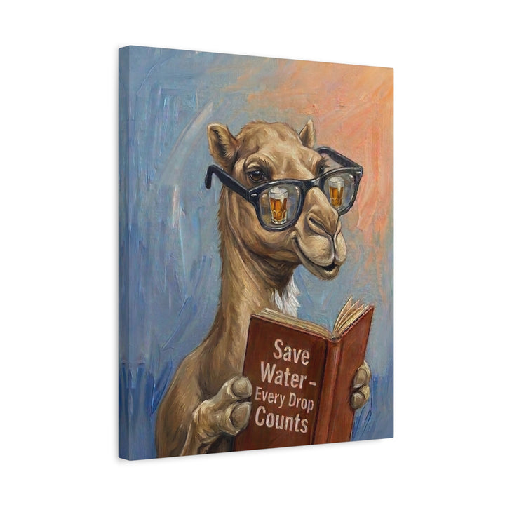 "Save Water" - Camel Vertical Canvas - Animal Book Humor Wall Art