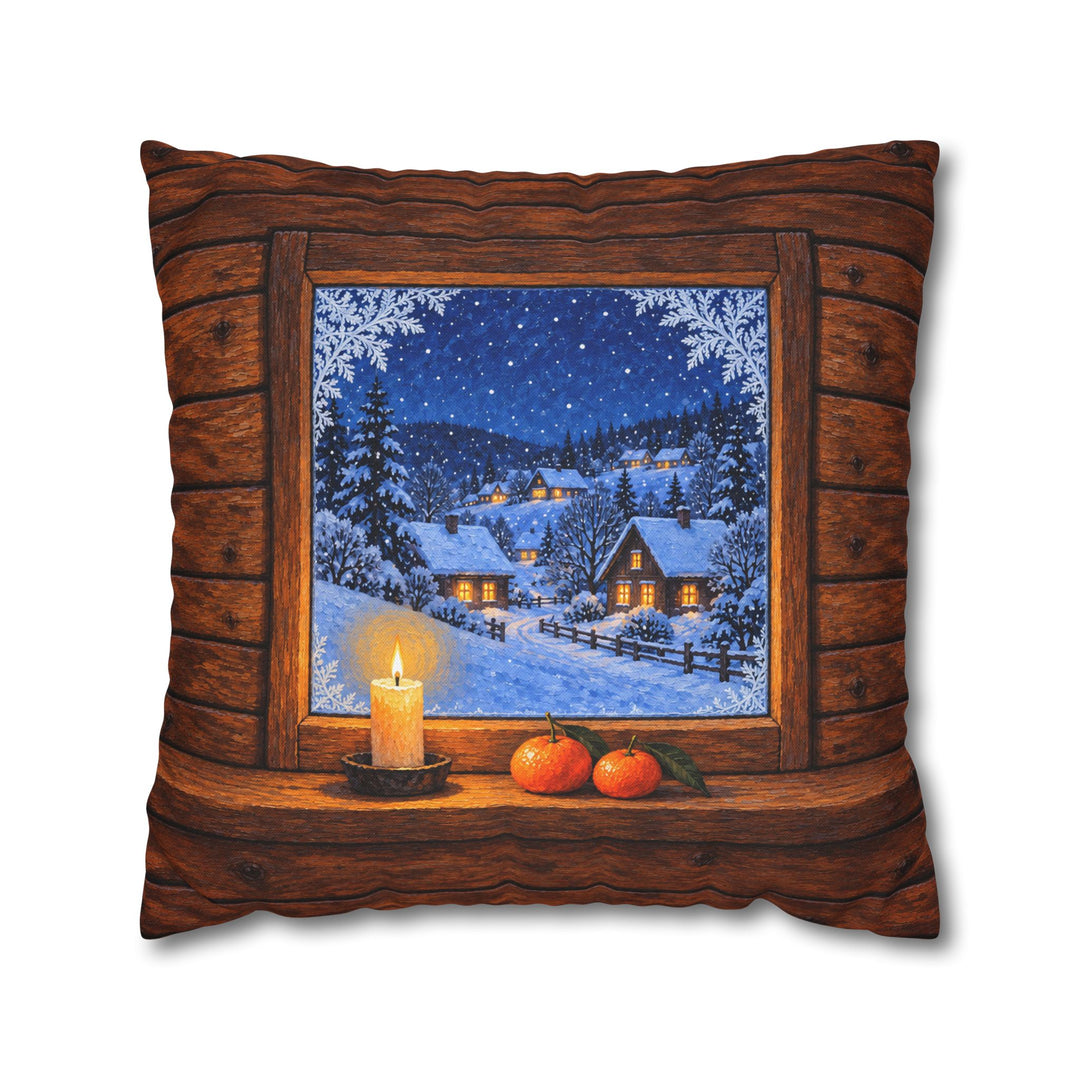 First Frost – Winter Wall Art with an Open Portal and Cold Light – Pillow / Cover
