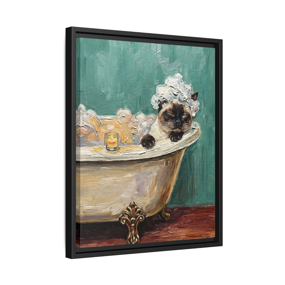 "Spa Day" - Colorpoint Vertical Framed Canvas - Cat Lover Wall Art