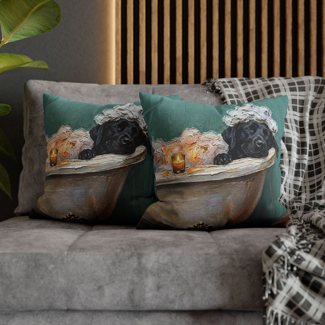 "Spa Day" - Labrador Throw Pillow - Dog Lover Wall Art Home Decor