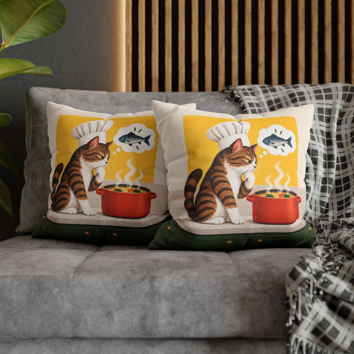 Head Chef II – Funny Kitchen Art with a Toque and a Simmering Pot – Pillow / Cover