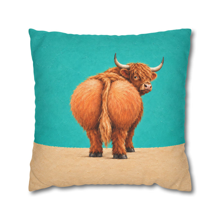 Nice Peach – Funny Bathroom Art with a Cheeky Highland Cow – Pillow / Cover