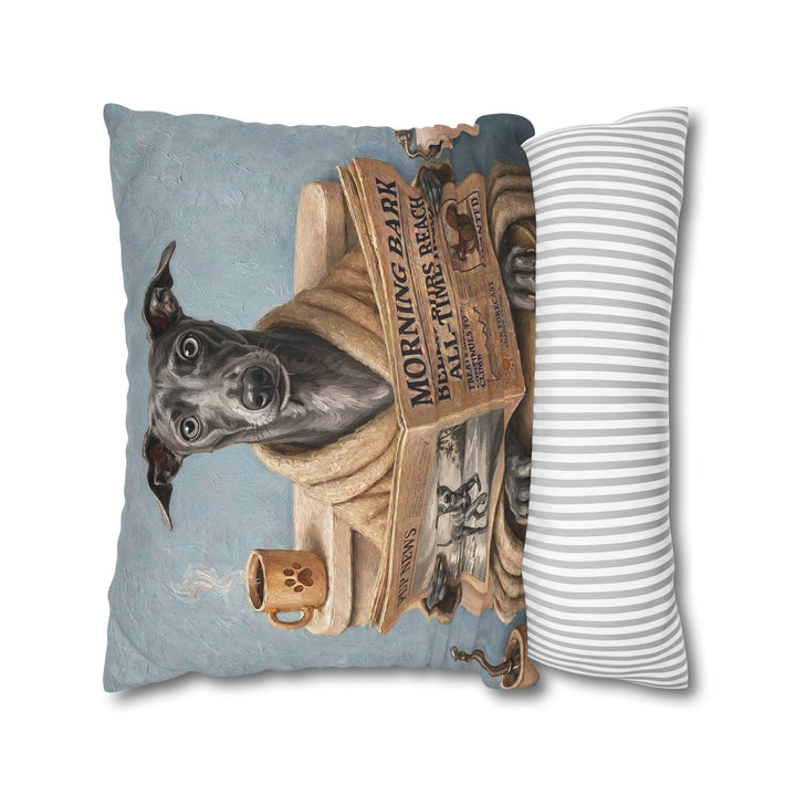 "Morning Business" - Italian Greyhound Pillow Cover - Dog Lover Home Decor