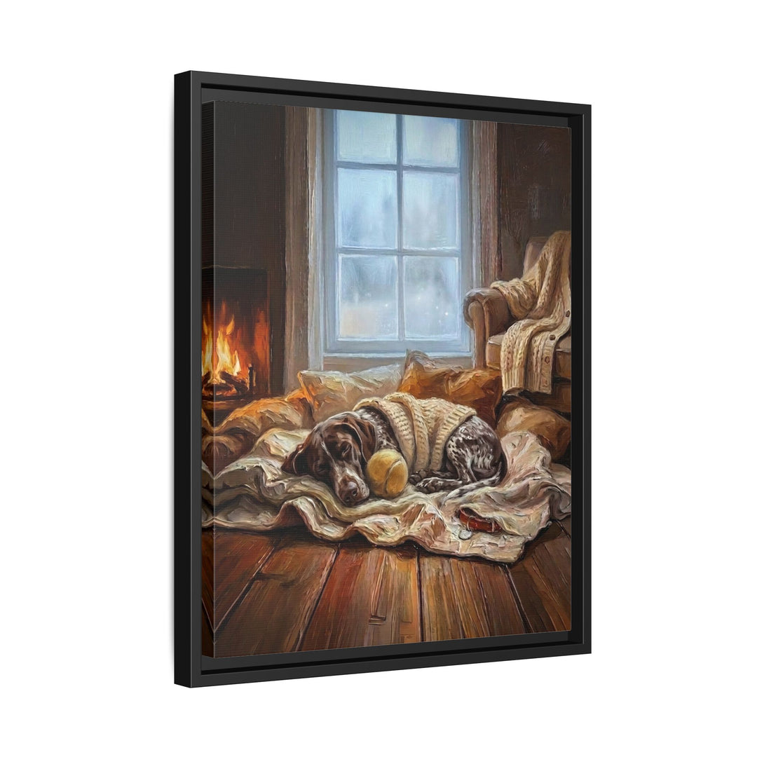 "Calm Memories" - German Shorthaired Pointer Vertical Framed Canvas - Dog Lover Wall Art
