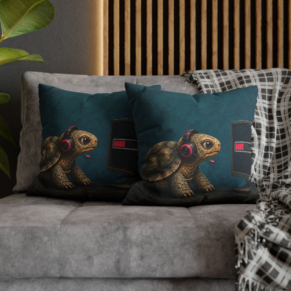 Lag – Gaming Wall Art with a Tortoise and a Loading Bar – Pillow / Cover