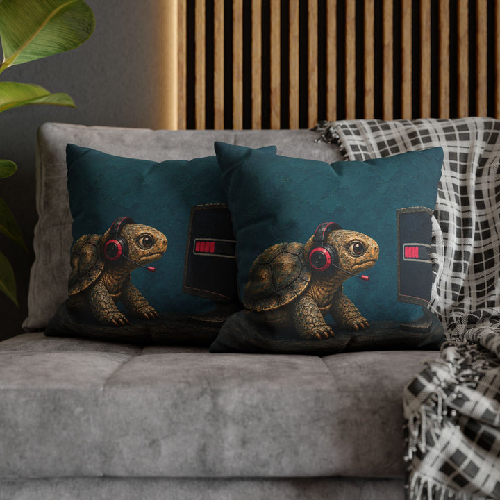 Lag – Gaming Wall Art with a Tortoise and a Loading Bar – Pillow / Cover