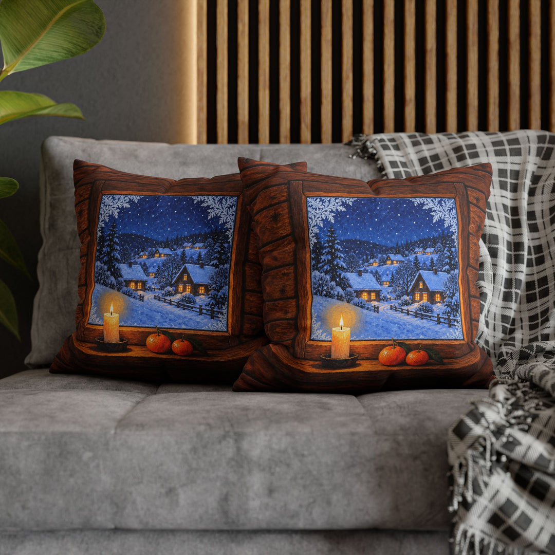 First Frost – Winter Wall Art with an Open Portal and Cold Light – Pillow / Cover