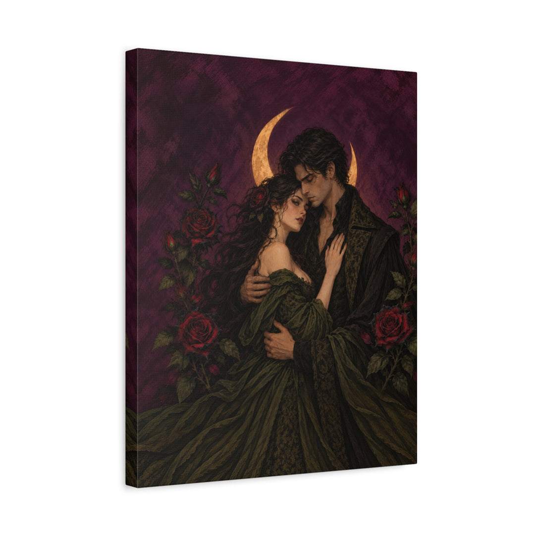 Gothic Lovers – Gothic Home Decor with a Couple Under a Crescent – Canvas / Framed Canvas