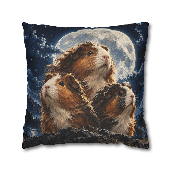 Moonlit Trio – Funny Wall Art with Three Guinea Pigs in Noble Pose – Pillow / Cover