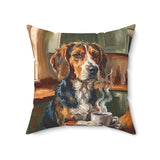 "Before Coffee" - Beagle Throw Pillow - Dog Lover Wall Art Home Decor