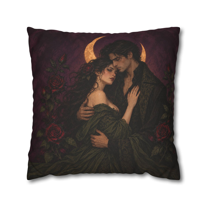 Gothic Lovers – Gothic Home Decor with a Couple Under a Crescent – Pillow / Cover