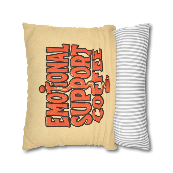 Emotional Support Coffee – Funny Kitchen Art with Thick Words and Rising Steam – Pillow / Cover