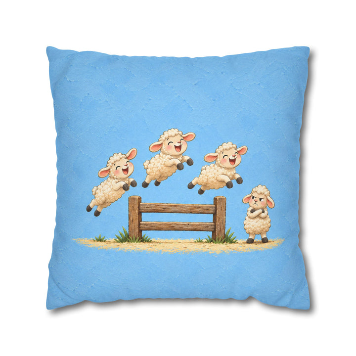 Counting Sheepdogs – Nursery Art with Sheep Jumping a Fence Out Loud – Pillow / Cover