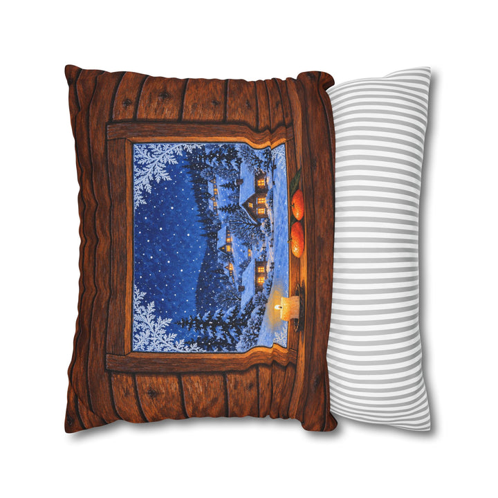 First Frost – Winter Wall Art with an Open Portal and Cold Light – Pillow / Cover