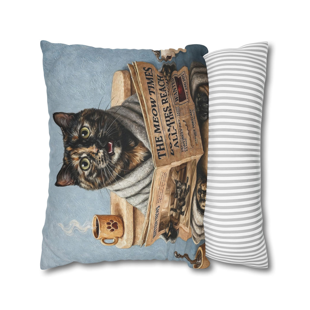 "Morning Business" - Tortoiseshell Throw Pillow - Cat Lover Home Decor