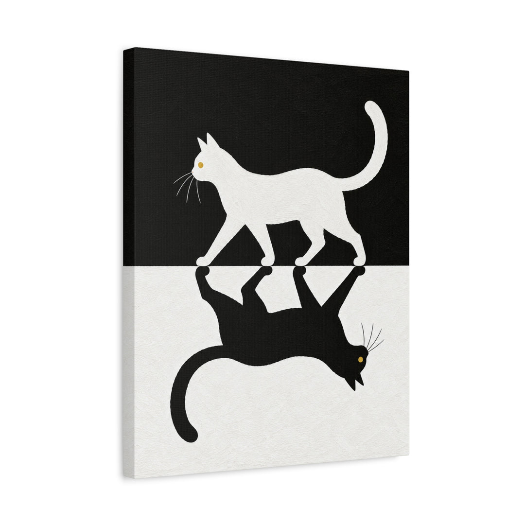 Night & Day – Cat Wall Art with a Split Black and White Canvas – Canvas / Framed Canvas