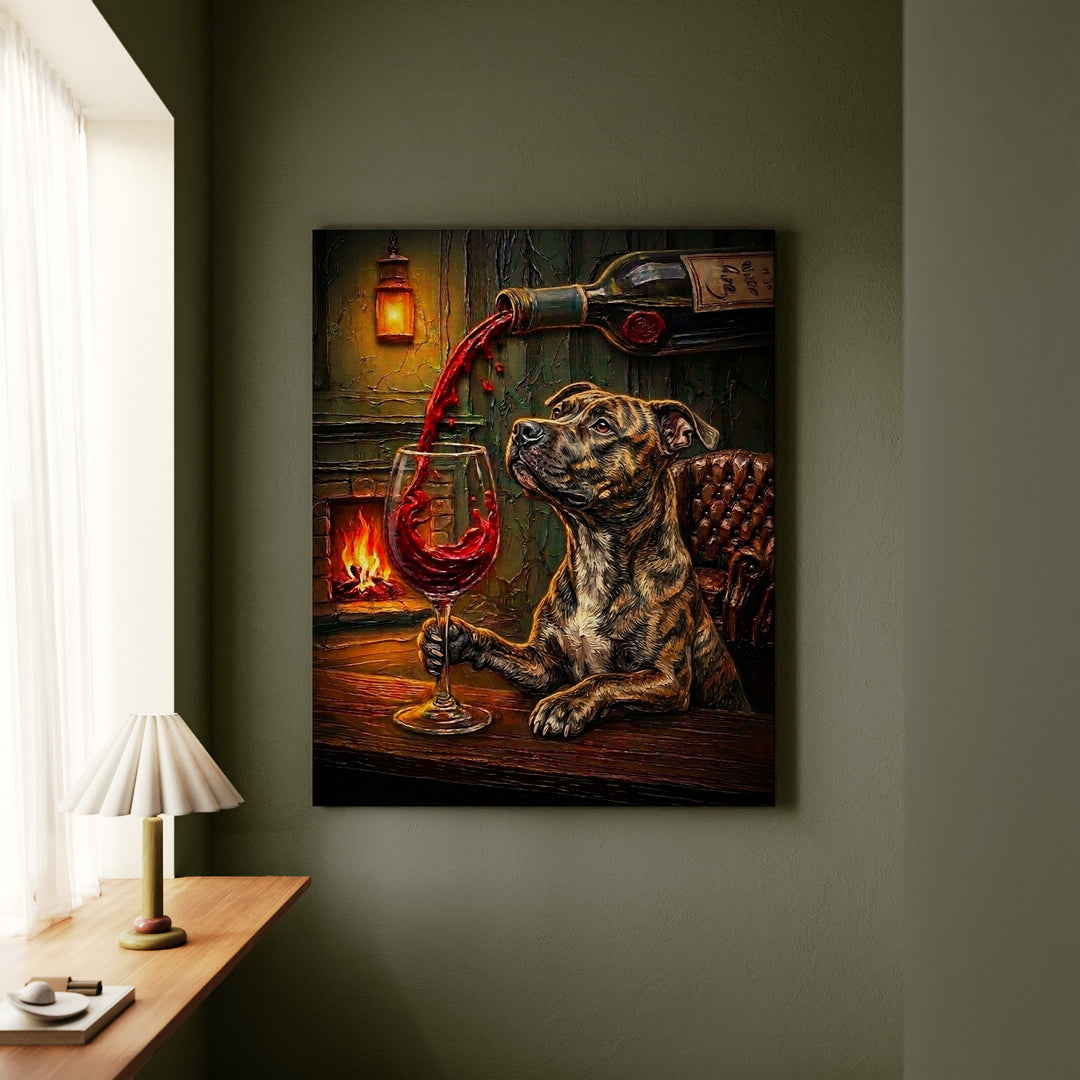 Pit Bull Wine & Woof Canvas
