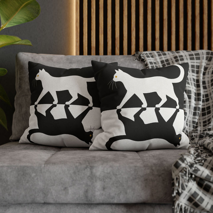 Night & Day – Cat Wall Art with a Split Black and White Canvas – Pillow / Cover