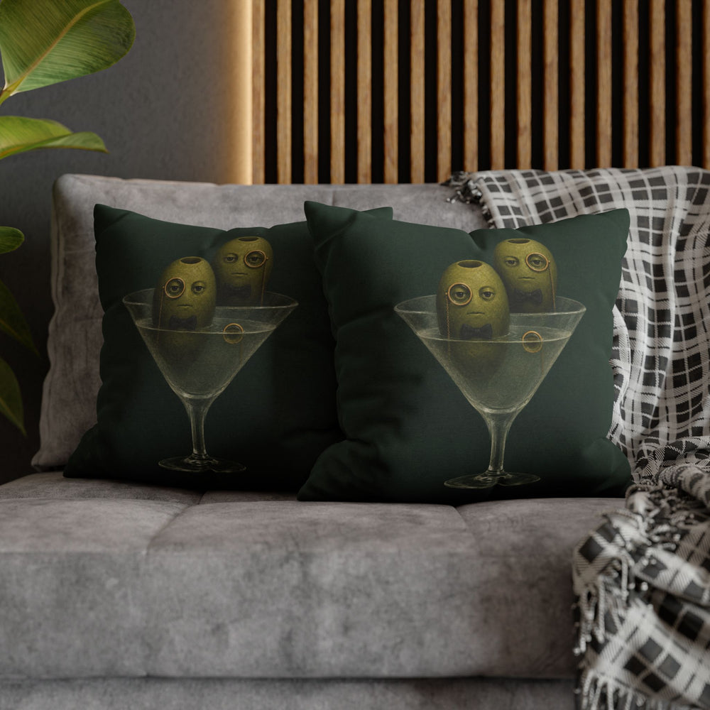 Dirty Martini Society – Espresso Martini Art with Three Olives in Monocles – Pillow / Cover