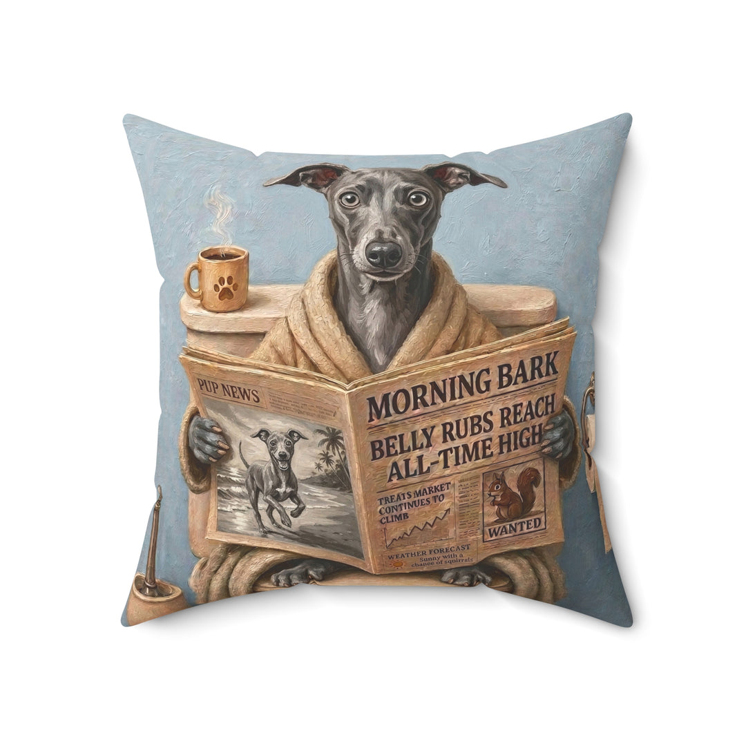 "Morning Business" - Italian Greyhound Throw Pillow - Dog Lover Home Decor