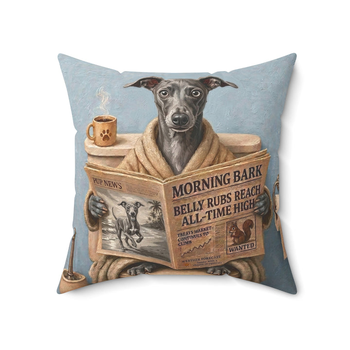 "Morning Business" - Italian Greyhound Throw Pillow - Dog Lover Home Decor