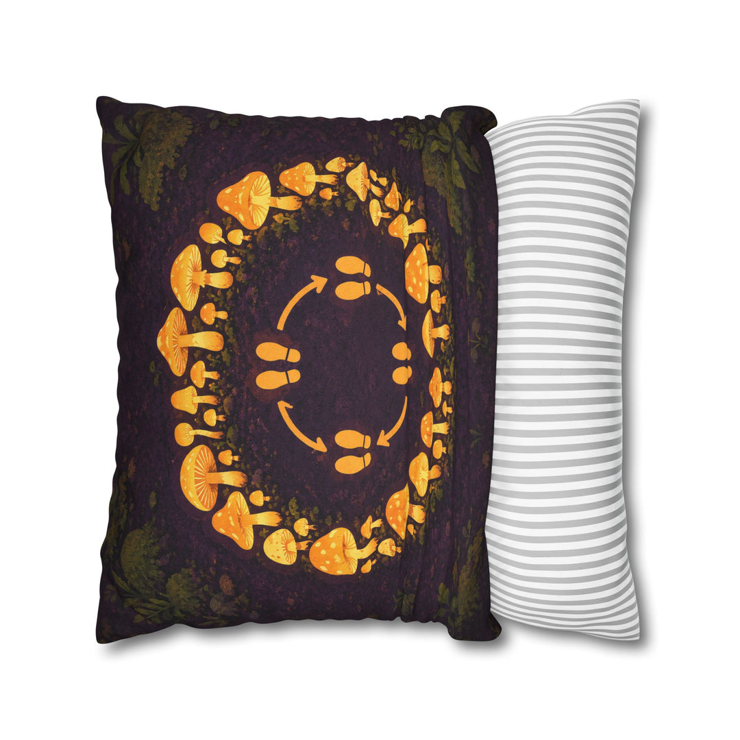 Midnight Mushroom Circle – Mushroom Wall Art with a Glowing Fairy Ring – Pillow / Cover