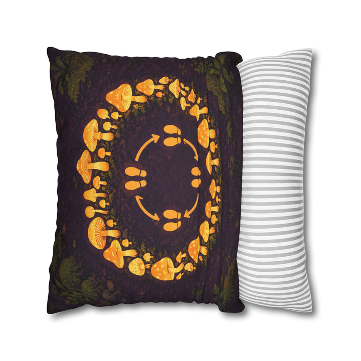 Midnight Mushroom Circle – Mushroom Wall Art with a Glowing Fairy Ring – Pillow / Cover