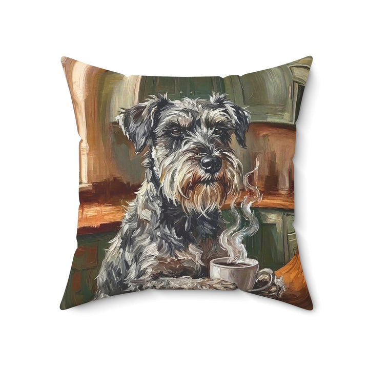 "Before Coffee" - Schnauzer Throw Pillow - Dog Lover Home Decor