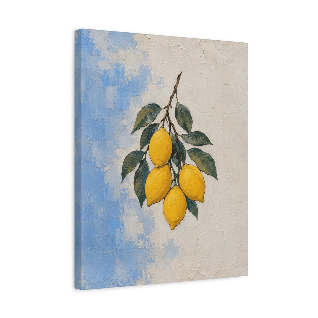 Lemon Grove Morning – Lemon Wall Art with Heavy Branches on Whitewash – Canvas / Framed Canvas