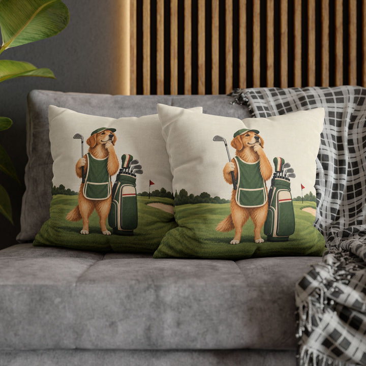 The Caddie – Golf Wall Art with a Dog Studying the Green – Pillow / Cover