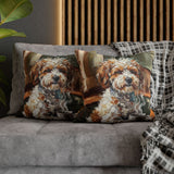 "Before Coffee" - Bichon Frise Pillow Cover - Dog Lover Wall Art Home Decor